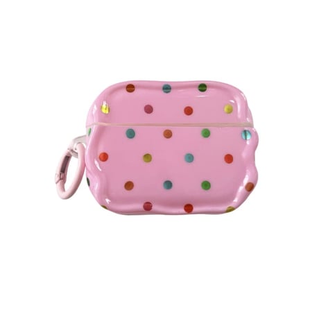 CUTECASE キラキラ感水玉模様 Airpods Pro3ケース うねうねライン Airpods4/3カバー pro2/pro1 リング/花キーホルダー ギフトにおすすめCM6382