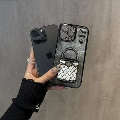 CUTECASE メイク鏡 iPhone16/16Proケース バック型スタンド iPhone15Pro/14/13Proカバー 綺麗キラキラ 多機能 レンズカバーCM4673
