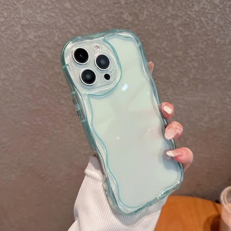 CUTECASEパステルカラー iPhone16pro/16ケース 淡色系 うねうね iPhone15pro/14/13promaxカバー 涼しい感じ クリアケースCM5354