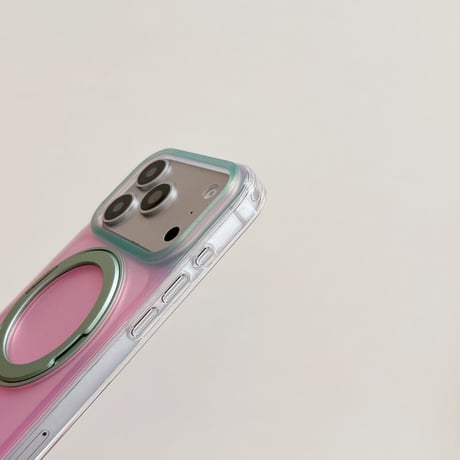 CUTECASE MagSafeリングスタンド iPhone17Promaxケース ピンクとグリーン iPhone16Pro/15Promaxケース 可愛すぎる 便利実用品 CM6481