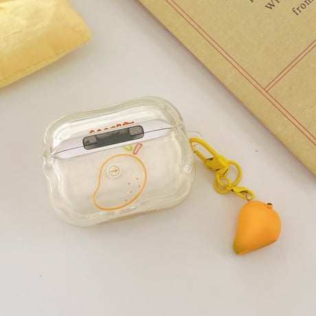 CUTECASE マンゴー AirpodsPro3ケース うねうね Airpodspro3/2/1カバー Airpods第3/2世代 果物キーホルダー 美味しいそうCM6450