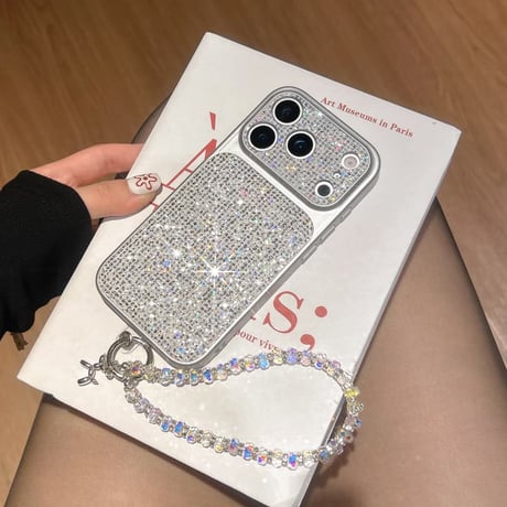 CUTECASE キラキラグリッター iPhone17Pro/17ケース クリスタルストラップ iPhone17promax/16/15proケース 大人可愛い カメラカバー付CM5892