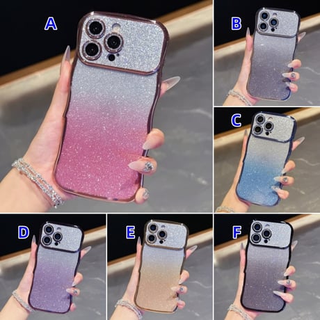 CUTECASEうねうね iPhone17/17Proケース キラキラレンズフイルム付 ラメ iPhone17ProMax/Air/16ケース きれい 落下防止CM5809