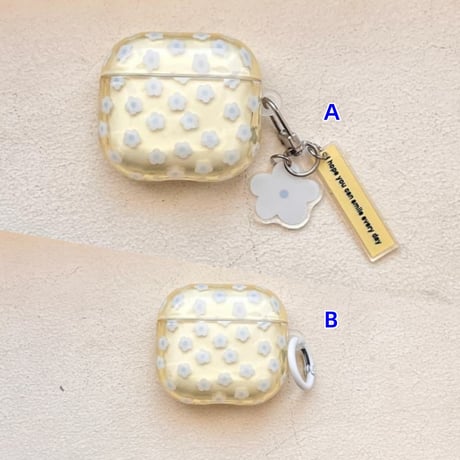 CUTECASE 韓国っぽ Airpods Pro3ケース かわいい花柄 Airpods4/3カバー pro2/pro1 リング/キーホルダー ギフトにおすすめCM6459