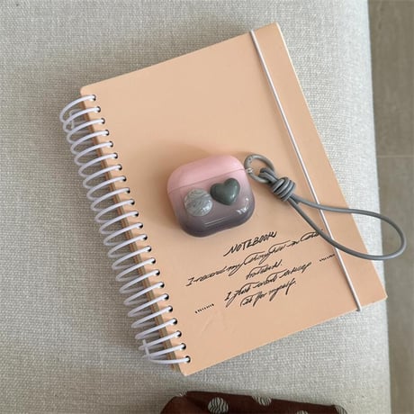 CUTECASE レザーストラップ付 Airpods 4ケース 宝石デコ 暈し染めカラー Airpodspro2/proカバー Airpods3/2 可愛い キュート 艶感CM5665