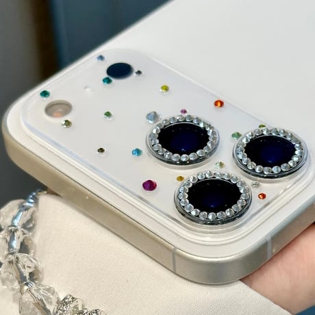 CUTECASE ダイヤレンズカバー iPhone17ProMax/17Pro キラキラ ガラスレンズフィルム 美しい ハンドメイド 耐久性あるCM5904