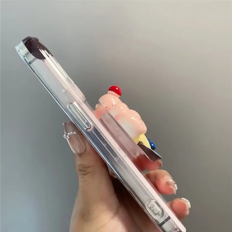 CUTECASE夏は涼しく韓国風 iPhone16pro/16ケース ハート柄 ケーキグリップ iphone15pro/14/13proカバー 可愛い 夏人気品CM5402