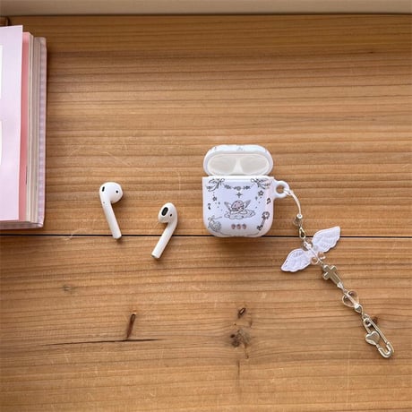 CUTECASE 天使 Airpods 4ケース キーチェーン付き Airpodspro2/proカバー Airpods第3/2世代 かわいい かわいい 耐衝撃CM5137