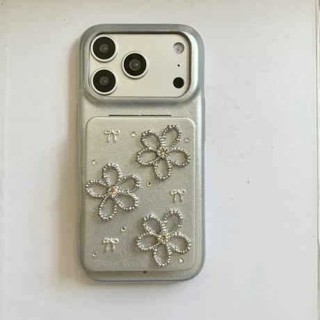 CUTECASE スタンド付ミラー iPhone17/17Proケース リボン/花デコ レザー iPhone17ProMax/16/15/14カバー 高品質 頑丈 上品 オシャレCM6229