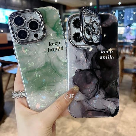 CUTECASE暈し染めカラー iPhone16promax/17カバー キラキラカメラカバースタンド iPhone15pro/14/13ケース シック オシャレ 多機能CM5601