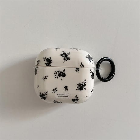 CUTECASE花柄 Airpods4ケース 黒色バラ AirpodsPro2ケース airpods3/2ケース シック リング付き ギフトにおすすめCM5429