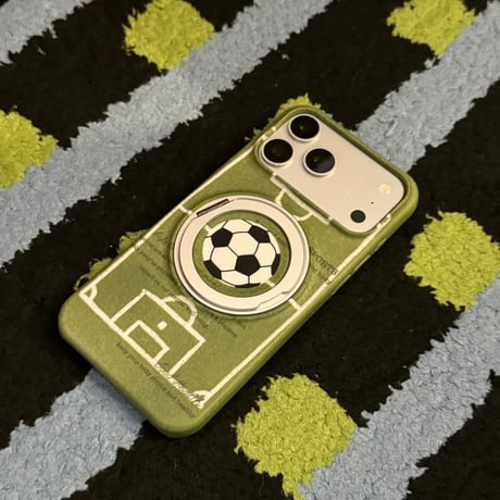 CUTECASE ワールドカップサッカーボール柄iPhone17PromaxケースMagSafeリングスタンド iPhone16Pro/15Proケース 便利 グリーンCM6538