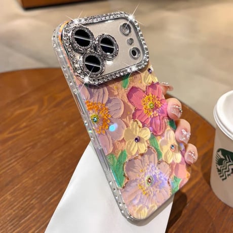 CUTECASE 花柄 iPhone17Pro/17ケース ジュエリーライン カメラカバー iPhone17ProMax/16Pro/15カバー オシャレ きれい CM5920