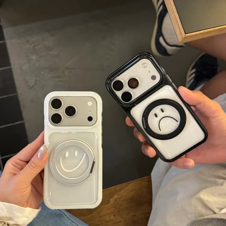 CUTECASEカップルペア iPhone17Pro/17promaxケース 絵文字 MagSafeリングスタンド iPhone17/16/15ケース 耐衝撃 高品質CM6542
