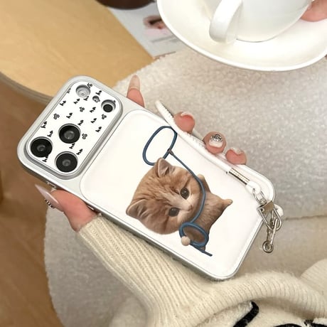 CUTECASE カップルペア iPhone17Pro/17ケース 猫/犬ちゃん iPhone16/15Pro/14ケース カメラカバー付 レザーストラップ お揃いコーデCM6031
