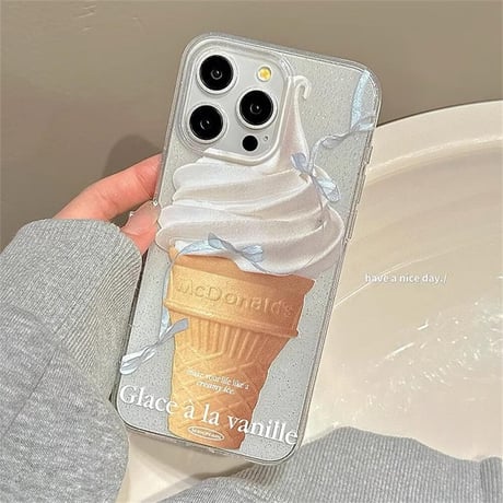 CUTECASE アイスクリーム iPhone15/15proケース 夏に人気 iPhone14/13pro/12proケース 可愛い 軽量薄型CM4463