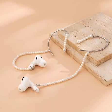 CUTECASE AirPods用イヤークリップ パール フリンジピアス 可愛い 落下紛失防止 イヤホンストラップ ホルダー おしゃれ 人気 シックCM5305
