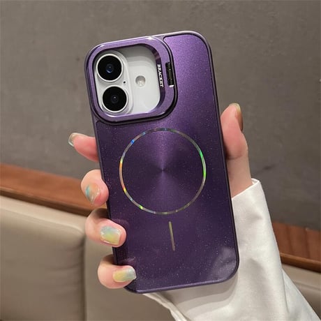 CUTECASEスタンド付 Magsafe充電 iPhone16/16proケース キラキラ光る iPhone15promax/14/13カバー 高級感多機能便利CM5480