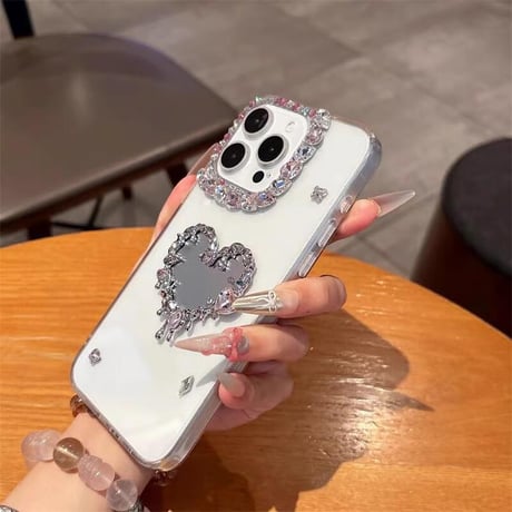 CUTECASE ハンドメイド ミラーiPhone17/16proケース ダイヤデコ クリアiPhone15promax/14/13miniケース おしゃれ シック CM5465