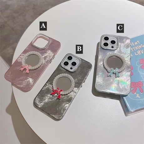 CUTECASE メイク直し 鏡iPhone15/16proケース キラキラアイフォン14プロ/13/12カバー お洒落 女子力アップ CM4572