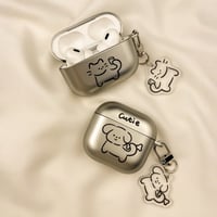 CUTECASE 猫/ワンちゃん Airpods Pro3ケース メッキ お揃い Airpods4/3カバー pro2/Pro1ケース 可愛いキーホルダー 指紋防止CM6146