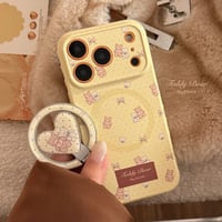CUTECASE MagSafe対応 熊さん iPhone17Pro/17ケース マグネット式リングスタンド付 iPhone17ProMax/16Pro/15カバー 女子力アップ CM6226