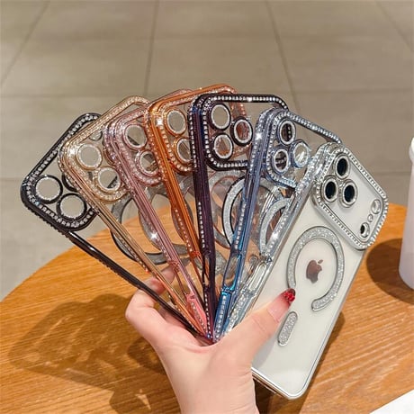 CUTECASE ジュエリー iPhone17Pro/17ケース Magsafe対応 iPhone17Air/17ProMaxケース レンズ保護フィルム付 キラキラライン 大人気 CM5637