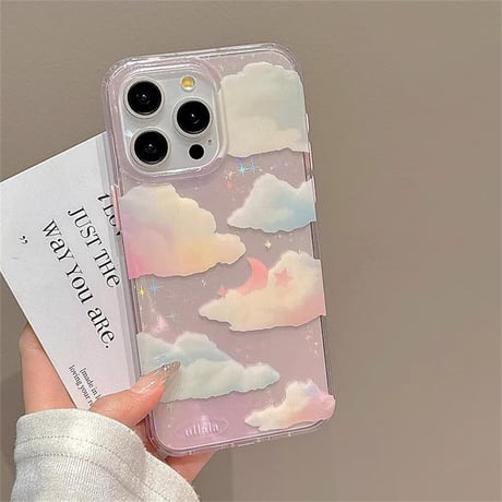 CUTECASE曇り空 iphone15/15proケース キラキラ光る iphone13/14pro/12カバー 可愛い きれい 夏に人気CM4458