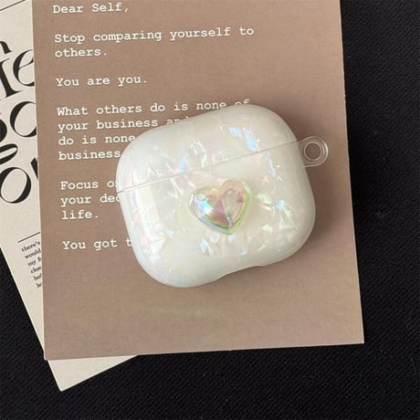 CUTECASE女子力アップ Airpods3/pro2ケース かわいいシェル風 キラキラハートAirpods2/proカバー チャーム付 可愛い ギフトに最適CM4416