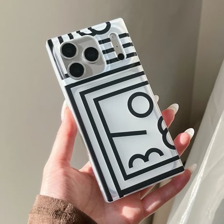 CUTECASE スクエア型 iPhone17/17Proケース 黒色ライン iPhone16ProMax/15Pro/14 カッコイイ 長方形デザインCM5899