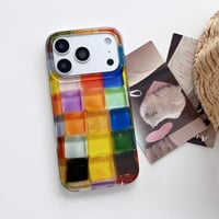CUTECASE 多彩チェック柄 iPhone17/17Proケース シック iPhone16Pro/15/14ケース クリア 光沢感 CM5483