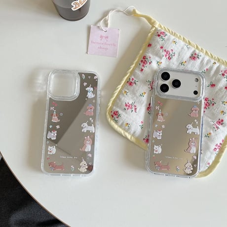 CUTECASE 動物柄フレーム ミラー iPhone17Pro/17ケース ラメいり iPhone16Pro/15ケース かわいい 春夏コーデCM6334