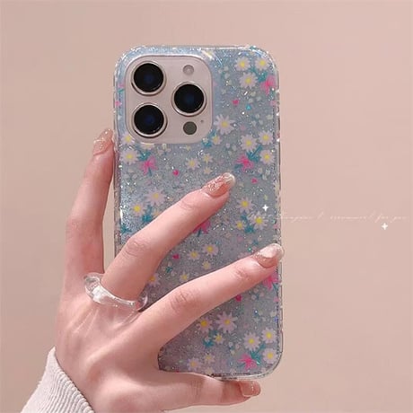 CUTECASEヒナギク iPhone16/16proケース キラキラ花柄 iphone15pro/14/13proカバー ガールズファッション 可愛いCM4977