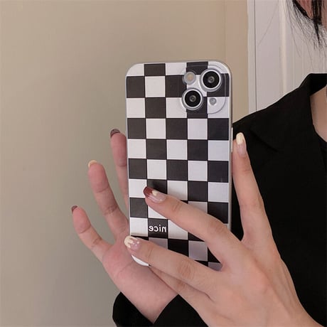 CUTECASEかわいいiPhoneチェッカーボード電話ケースiphone16proカバー高品質ソフトシェルiPhone7-16 pro Max美しいカバー オシャレ携電話ケースC87