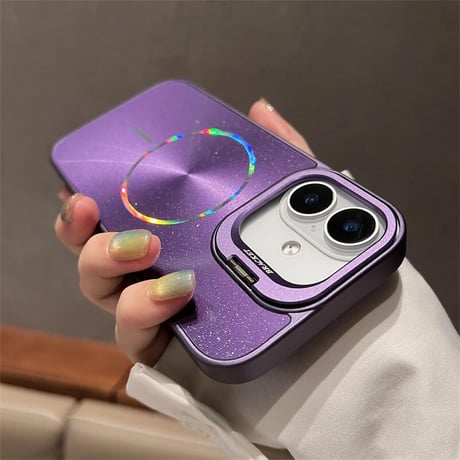 CUTECASEスタンド付 Magsafe充電 iPhone16/16proケース キラキラ光る iPhone15promax/14/13カバー 高級感多機能便利CM5480