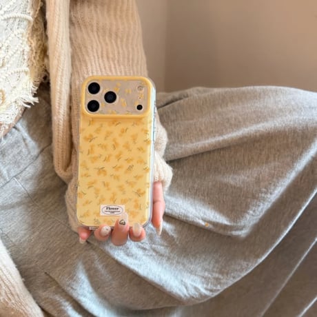 CUTECASE 黄色い花 iPhone17Pro/17ケース 春向け iPhone17ProMax/16Pro/15カバー 花柄カメラカバー かわいい CM6107