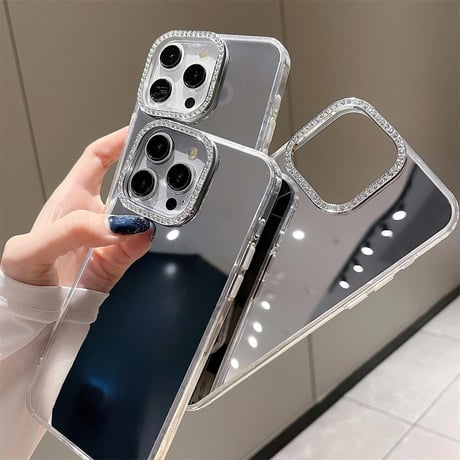 CUTECASE鏡 iPhone16pro/16カバー ジュエリーデコ iPhone14promax/13pro/12カバー メイク直し お洒落CM4577