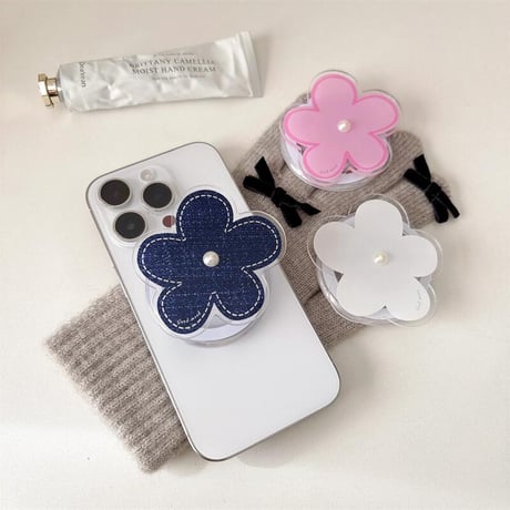 CUTECASEパールデコ花 スマホグリップ マグネットタイプ 可愛すぎる オシャレ シック スタンド 可愛い 実用 ギフトにおすすめCM4981
