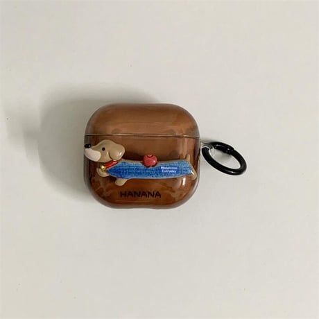 CUTECASEダックスフンド Airpods第四世代ケース リングとストラップ付 AirpodsPro2ケース airpods3カバー かわいい お揃いCM5437