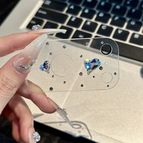 CUTECASEダイヤカメラカバー iPhone17 iPhone17Pro iPhone17ProMax ガラス保護フィルム キラキラ おしゃれ きれい 人気CM6069