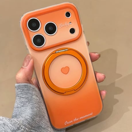 CUTECASE 360度回転可MagSafeリング iPhone17プロケース ハート柄 iPhone17Promax/16Pro/15ケース グラデーションカラー 耐衝撃頑丈CM6093