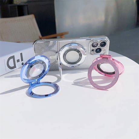 CUTECASE MagSafe対応 スマホリング スタンド一体 キラキラ艶感 粘着タイプ 落下防止 オシャレ ギフトにおすすめCM3721