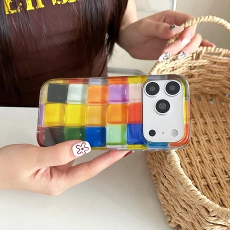 CUTECASE 多彩チェック柄 iPhone17/17Proケース シック iPhone16Pro/15/14ケース クリア 光沢感 CM5483