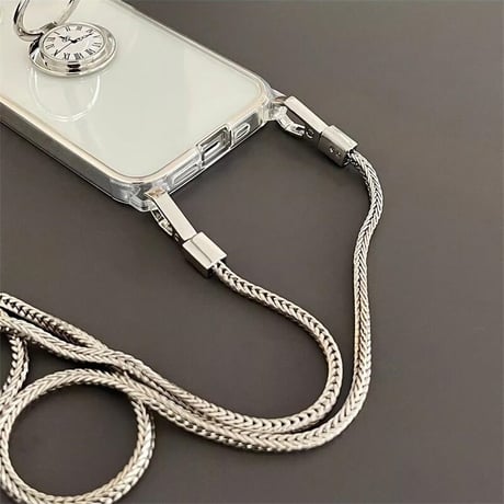 CUTECASE時計リング iPhone16/16proケース 高級感ショルダーチェーン付 iPhone15promax/14/13proカバー 透明 便利 丈夫CM5339