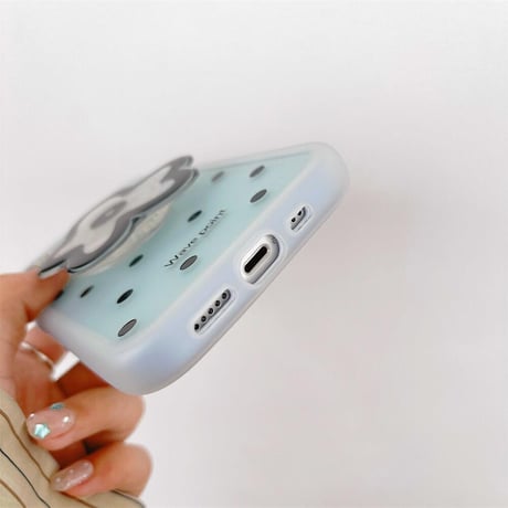 CUTECASE花グリップ アイフォン15Pro/15ケース 水玉模様 iPhone14promax/13ケース スタンド付 指紋防止 CM4530