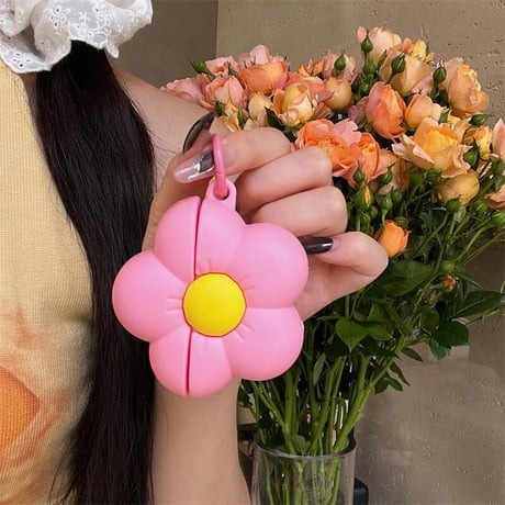 CUTECASE花 Airpods4ケース ギフトにおすすめ AirpodsPro2ケース airpods3/2ケース リング付 シリコン ピンクCM5510
