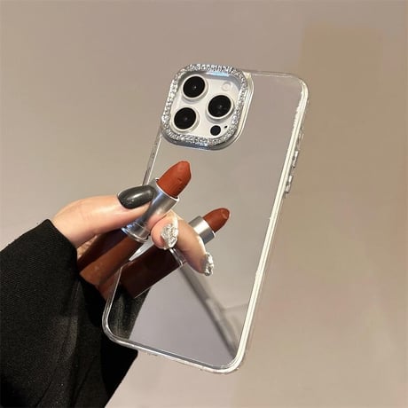 CUTECASEメイク直し鏡 iPhone16pro/17ケース ジュエリーデコ iPhone15pro/14plus/13promaxカバー 高級感 丈夫 CM5503