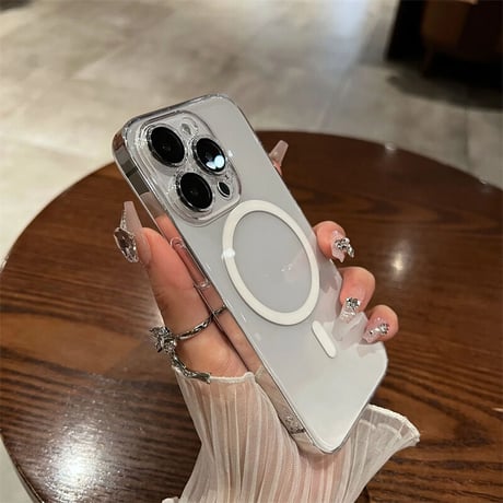 CUTECASE iPhone16Promax電話ケースMagSafe対応 iPhone15/15proケース クリア 高透明度 レンズフイルム付シンプル 高品質 ハードケースCM3481