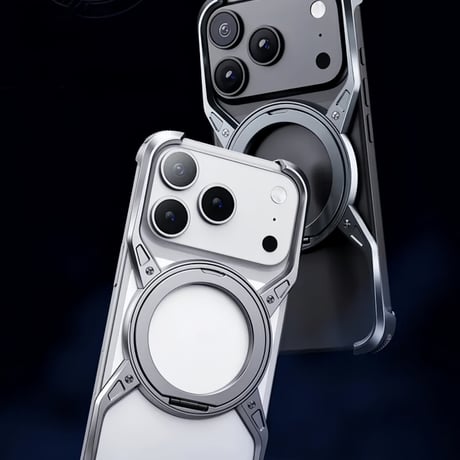 CUTECASE iPhone17Promaxケースアルミ合金フレームレス設計中空放熱支点リング保護ケース360°回転リングホルダー
