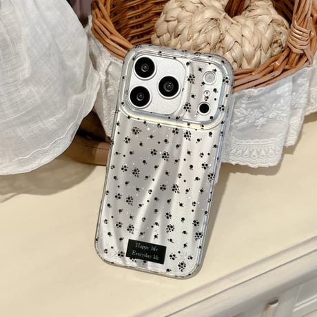 CUTECASE黒色花柄 iPhone17Pro/17ケース おしゃれキラキラ感 iPhone16Pro/15ケース 存在感あるCM6351